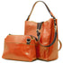 Floto Italian Leather Shopper  Handbag Tote Bag Sardinia brown and orange